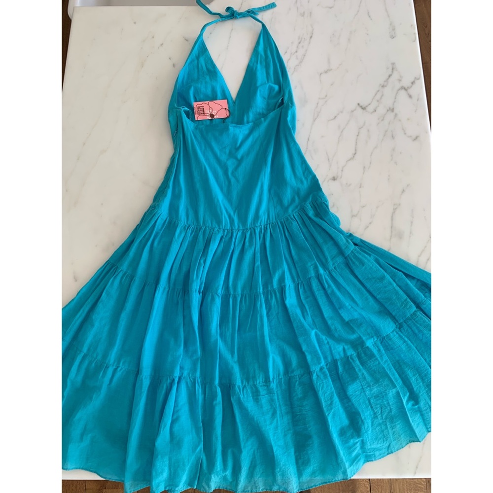 LOTTA STENSSON Turqoise Halter Flare Dress NWT